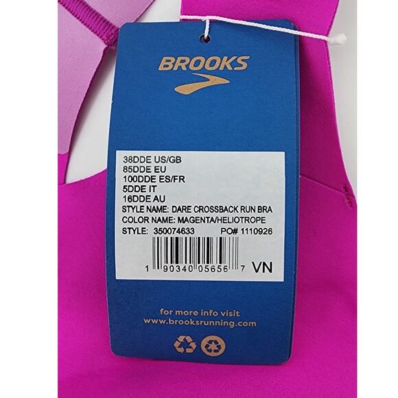 New NWT Brooks Run Bra Dare Crossback Magenta 38DD/E Sports Bra - Picture 6 of 7